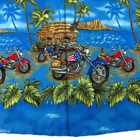KY'S Vintage Shirt Mens 2XL Blue Hawaiian‎ Motorcycle Beach Palms Tiki Aloha USA - Picture 3 of 12